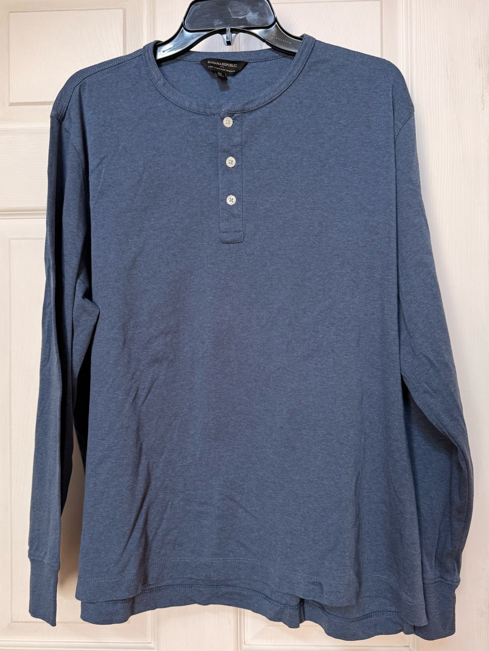 Banana Republic Men's Long Sleeve Henley - Slate Blue